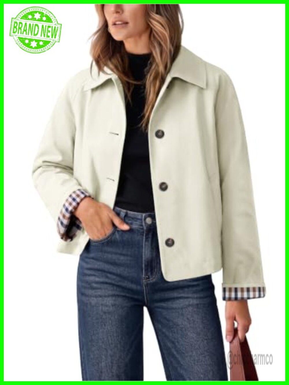 Women's Cropped Trench Coat Oversized Lightweight Casual Jacket